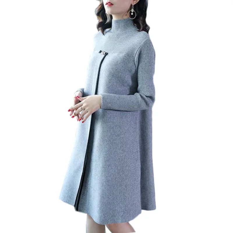 

Knitted Sweater Dress Female Pullover New Autumn Winter Turtleneck Knit Jumper Loose oversized Women Sweater Dresses Christmas