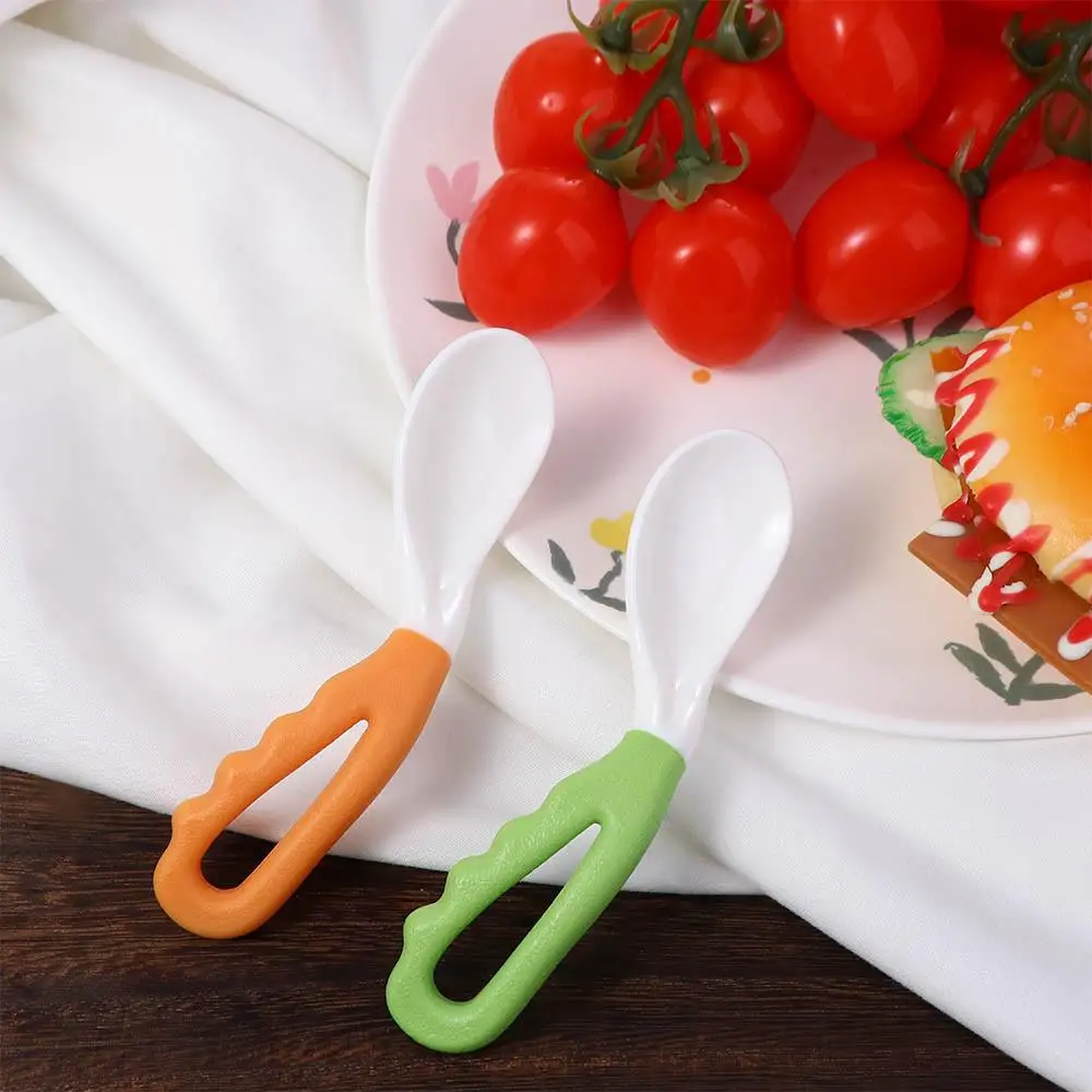 Children Learning To Eat Orange Feeding Infant Training Spoons Newborn Tableware Baby Food Spoon Kid Curved Soup Spoon