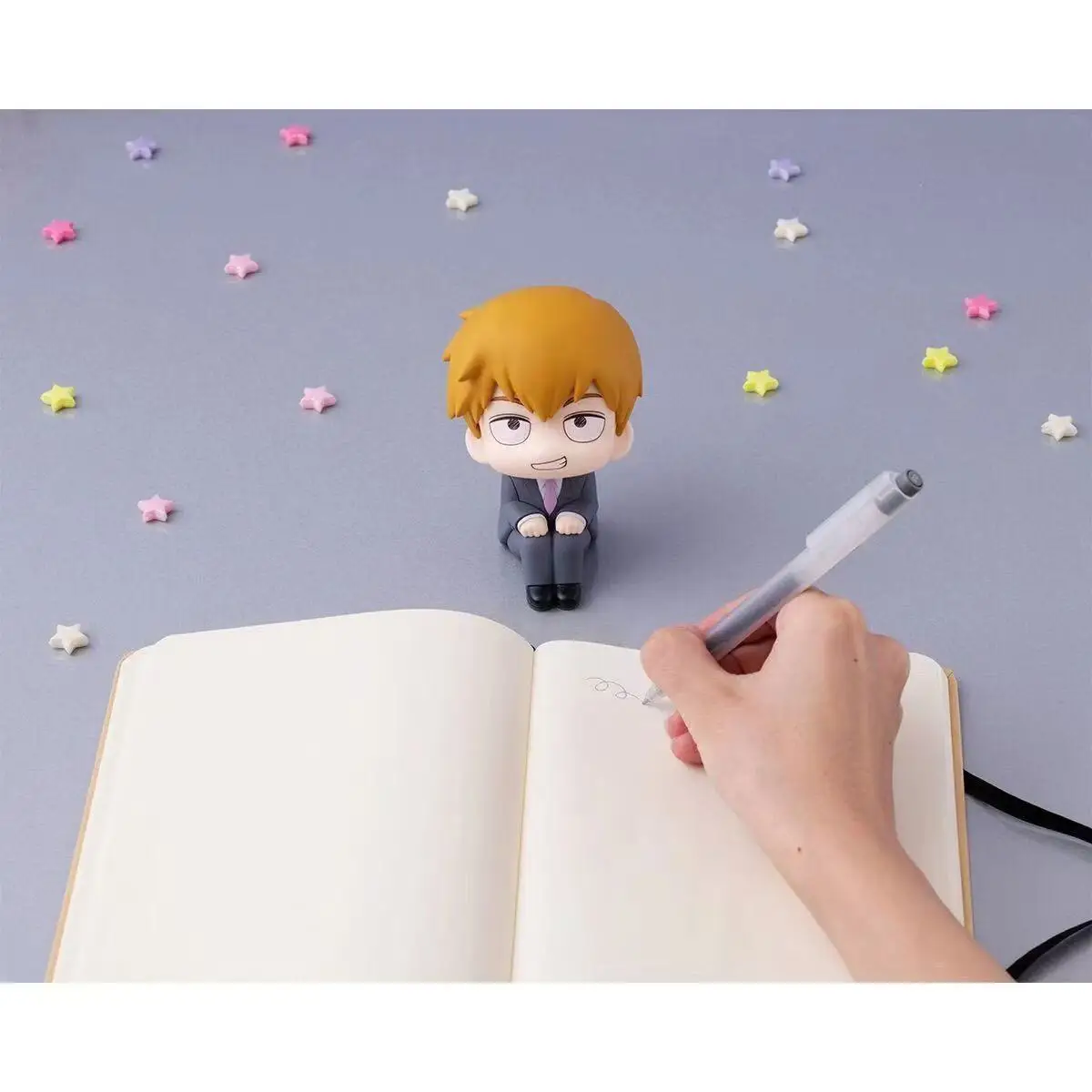 Anime Mob Psycho 100 Figures Gk Reigen Arataka Q Edition Kawaii Sitting Palm Series Model Doll Desktop Ornaments Collectible Toy