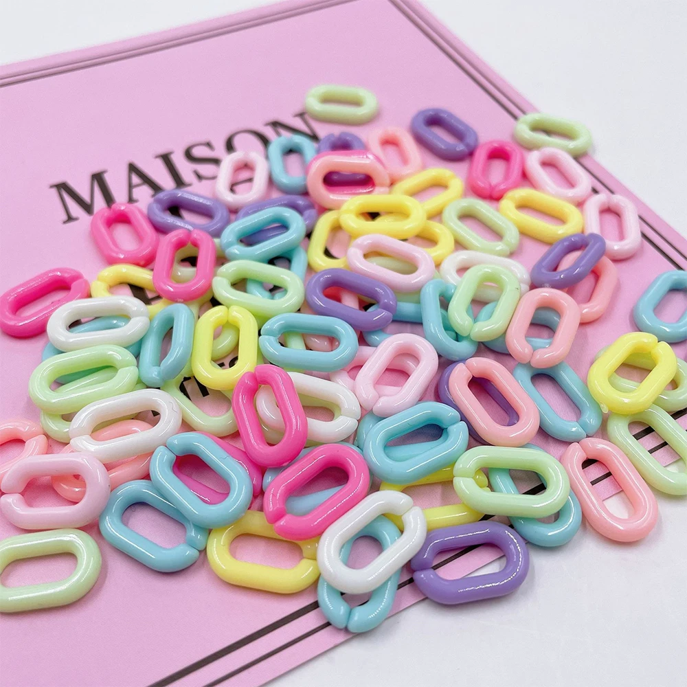 100pcs Colorful Acrylic U-shaped Opening Ring Macarons Plastic Can Be Assembled Chain Backpack Chain DIY Earring Accessories