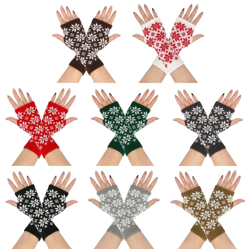 2025 New Christmas Pattern Gloves with Open-Finger Yarn Construction