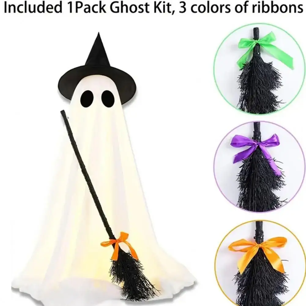 Witch Ghost Decoration Halloween Ghost Ornament Halloween Light-up Ghost Decoration with Led Light Spooky Witch Hat for Outdoor
