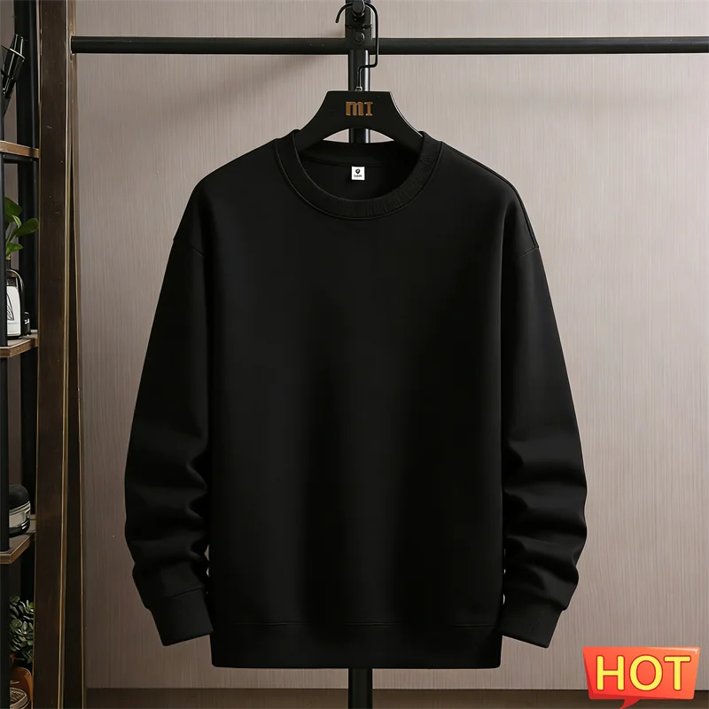 Simple Fashion Pure Color Sweatshirts For Men Casual Autumn 3D Printed Long Sleeve Hoodies Loose Daily Wear Basic Pullovers