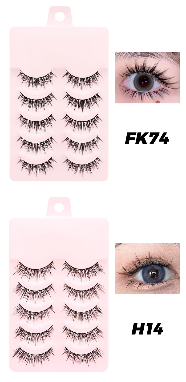 DINGSEN 5 Paar Manga-Wimpern, Augen-Wimpern, weiche, natürliche lange Wimpern, künstliche Wimpern, Anime-Wispy-Streifen, falsche Wimpern, Make-up – Detail 22
