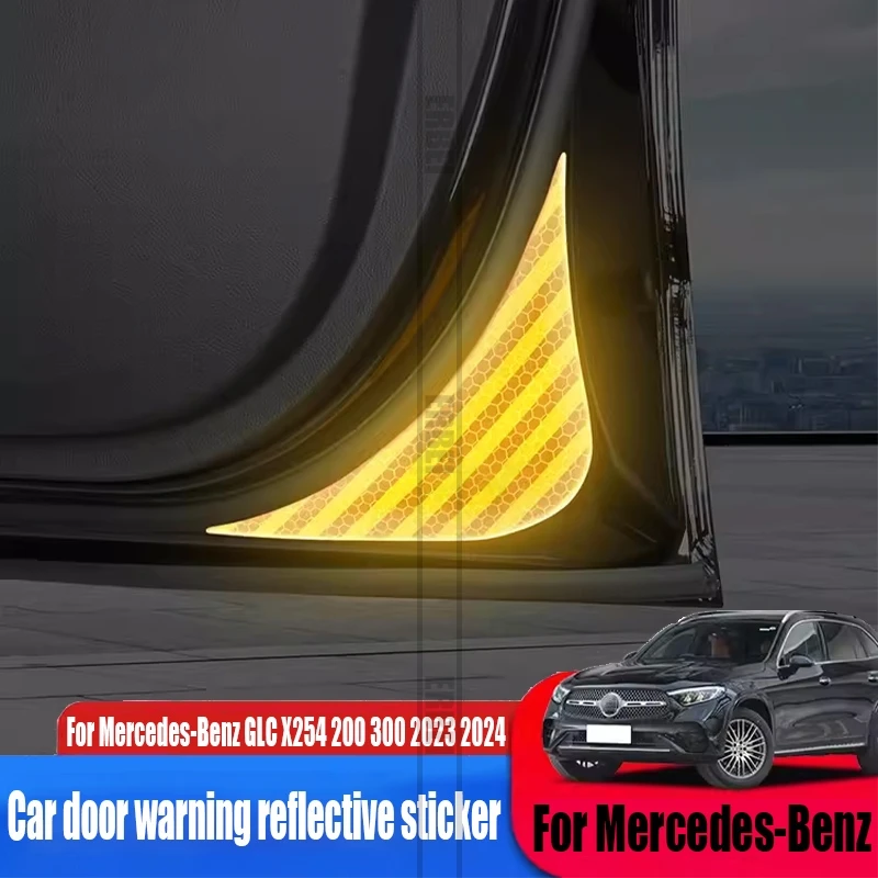 

For Mercedes-Benz GLC X254 200 300 2023 2024 car door warning reflective stickers automotive interior accessories