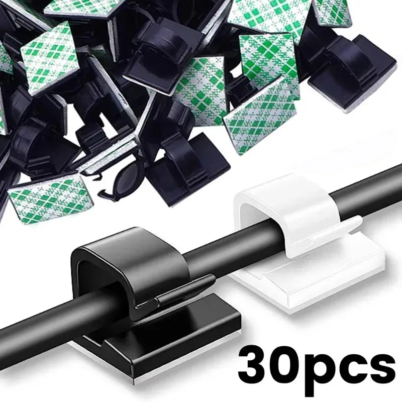 10-50pcs Cable Organizer Self-adhesive Fixed Non-marking Wire Fixer Punch-free Desktop Car Office Wall Organizer Wire Clip