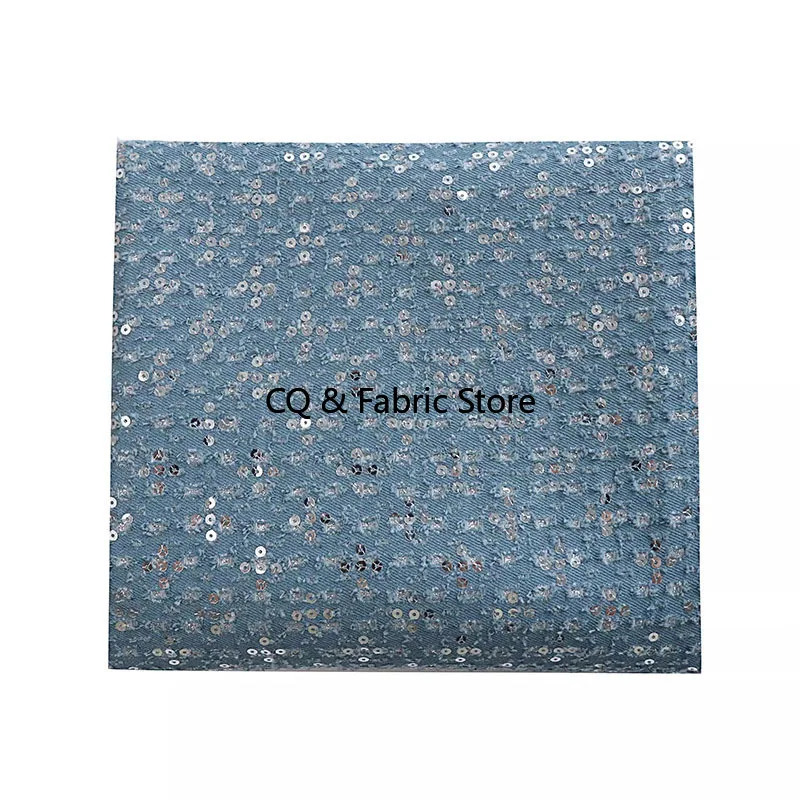 Tessuto denim lavato da donna, giacche alla moda con ricamo di paillettes in puro cotone, abiti, abbigliamento autunnale e invernale al metro