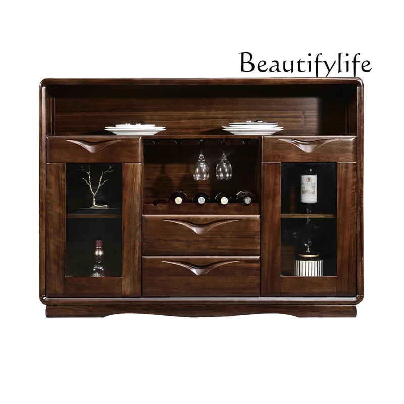 

LJYNew Chinese black walnut solid wood dining side cabinet simple modern kitchen living room multi-functional designer model