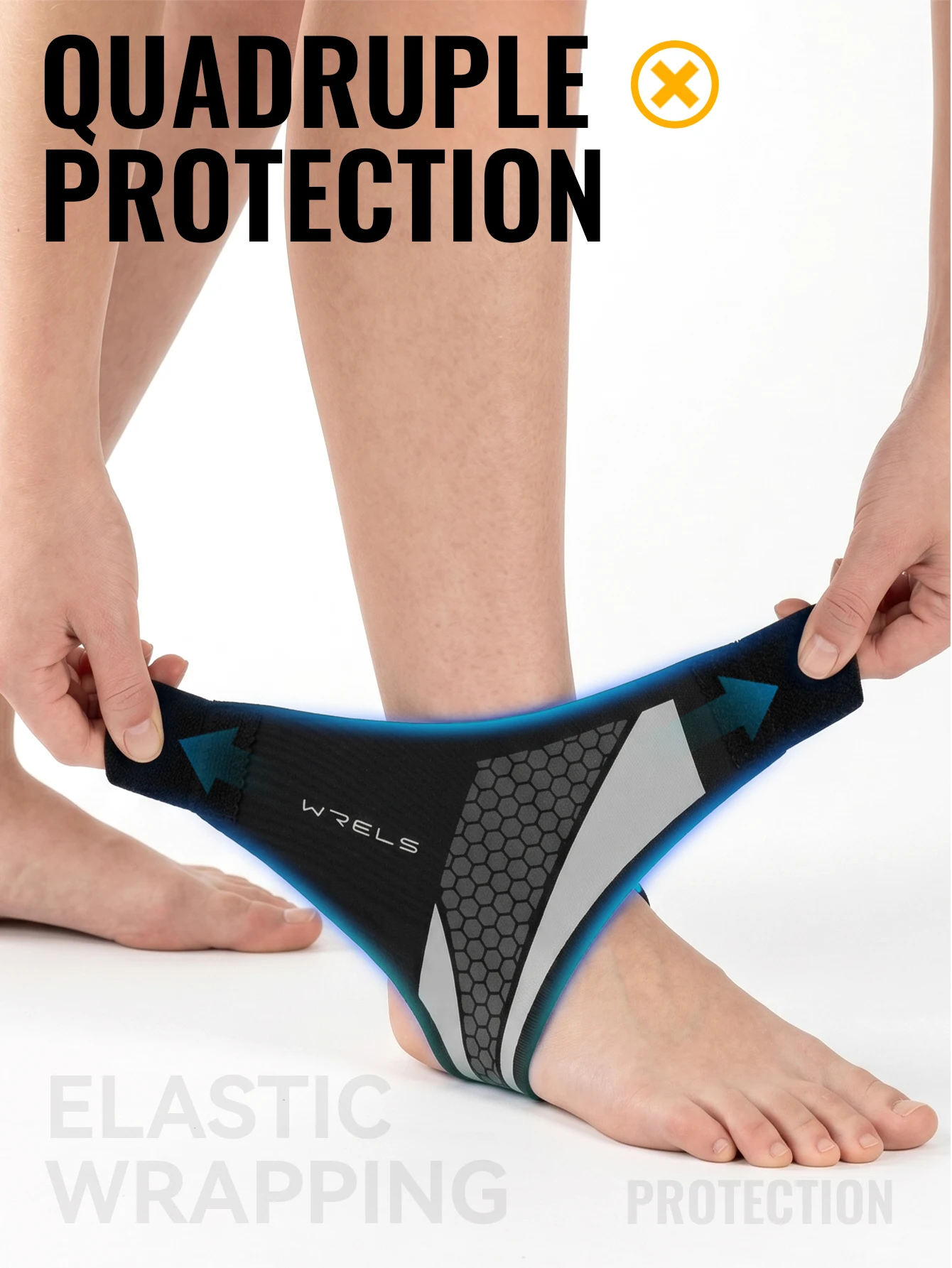 WRELS Knöchelbandage Kompressionsmanschette Slim Fit Atmungsaktiv Verstellbar Basketball Laufen Fußball Fitness Sport Knöchelstütze – Detail 5
