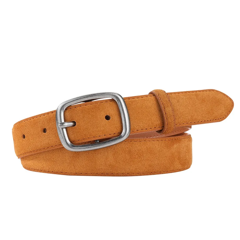 

Retro Jeans Decor Suede Belt Silver Square Buckle Korean Style Pu Waistbands Width Fashion Trouser Decoration Dress Decoration