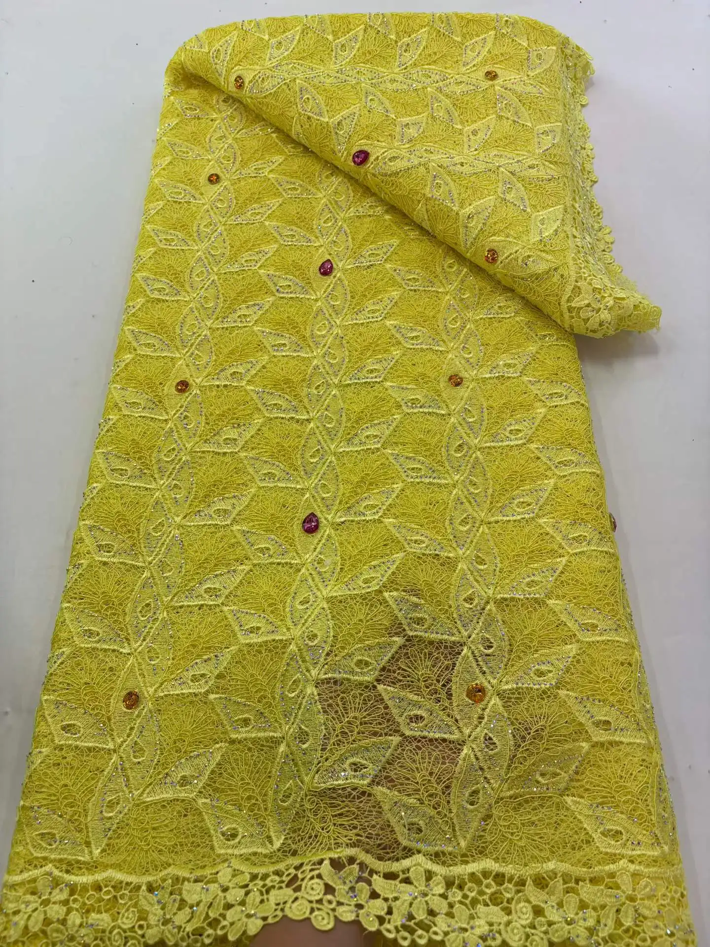 

African Mesh Milk Silk Lace Fabric 2026 High-End French Stones Lace Fabric For Nigerian Bridal Wedding Party Dress