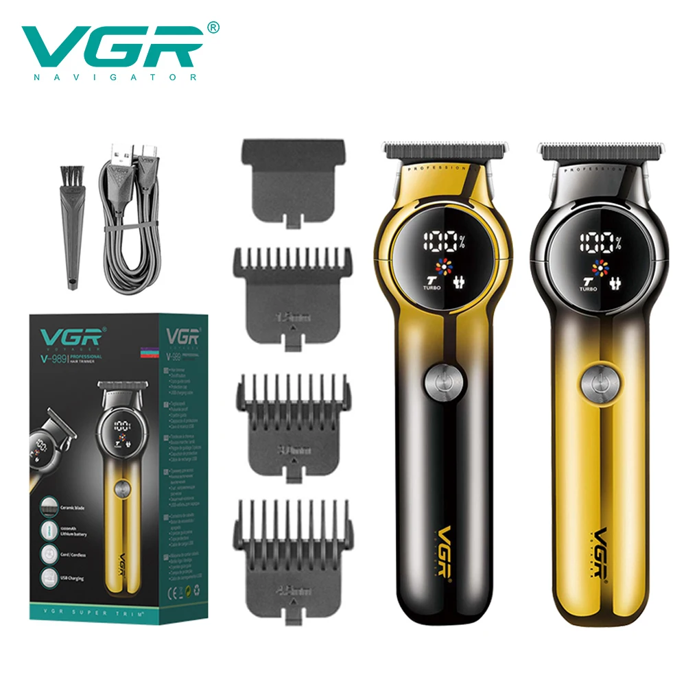 

VGR 989, мужская машинка для стрижки волос, градиент цвета, триммер для волос на теле, USB-толкатель двойного назначения, мощный светодиодный интеллектуальный толкатель с цифровым дисплеем