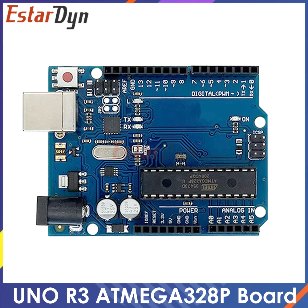 لوحة تطوير Arduino UNO R3 ATmega328P مع كابل USB لمشاريع المبتدئين والتعلم بنفسك