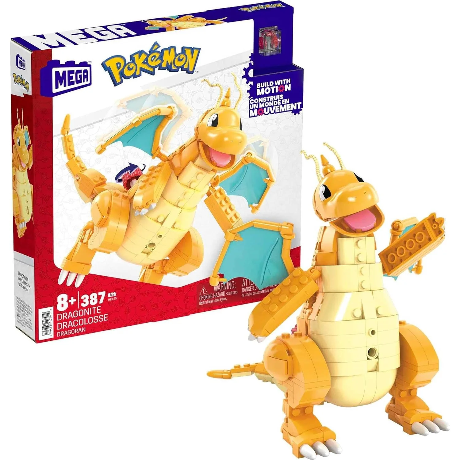

Сборные фигурки Покемонов: Конструктор MEGA Construx Pokémon Dragonite, 388 деталей, подвижный конструктор HKT25 без коробки