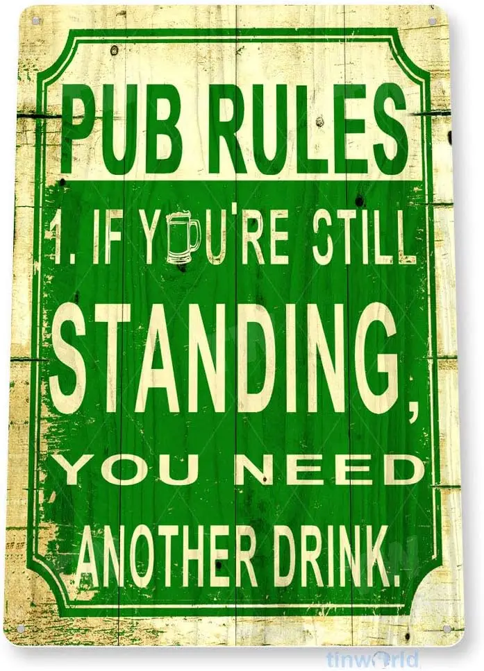 Tinworld Tin Sign Irish Pub Sign Rustic Irish Bar Rules Sign Beer Liquor Metal Sign Decor C699