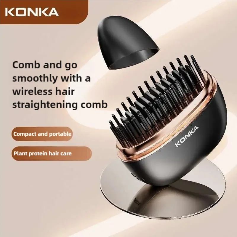 

KONKPortable Electric Hot Comb Anti-Scalding Styling Tool Mini Negative Ions Hot Comb Hair Styling Tool Hair Comb For Travel Use