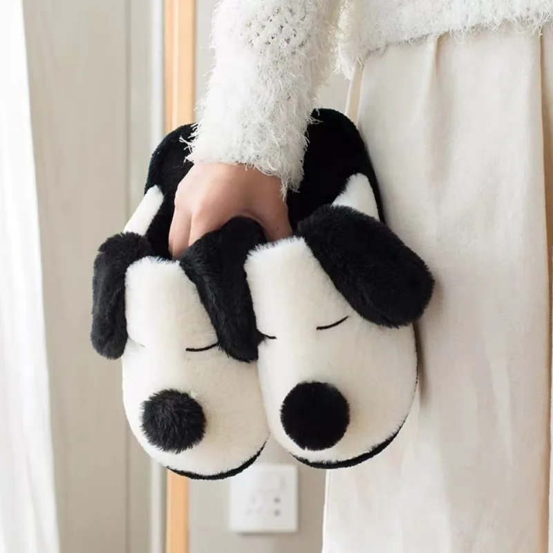 รองเท้าแตะลายการ์ตูนสนูปปี้ ใส่ในบ้านช่วงฤดูหนาว กันกลิ่น รองเท้าแตะผ้าฝ้ายลายการ์ตูน สำหรับคู่รัก นักเรียน หอพัก น่ารัก อุ่นสบาย