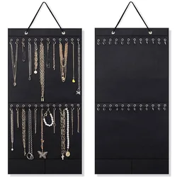 Organizador de collares para colgar joyas, organizador de fieltro decorativo montado en la pared, pendientes, pulsera, soporte de exhibición de almacenamiento con 24 ganchos