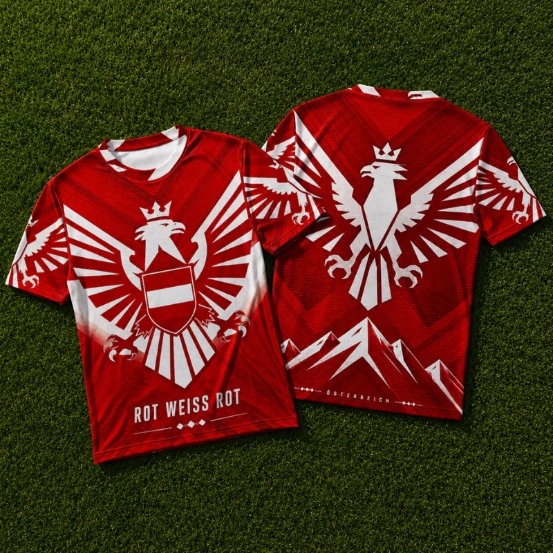 2026 Summer New Design Austrian Men's Football Training T-Shirt 3D Printable Breathable Quick-Drying Top Family Couple Style