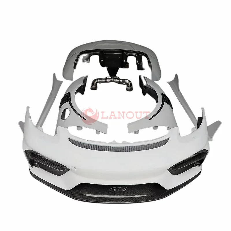 

Заводская цена, задний спойлер для губ, автомобильные бамперы, боковые вентиляционные отверстия, комплект кузова GT4, передний бампер для Porsche 981 Cayman Boxster