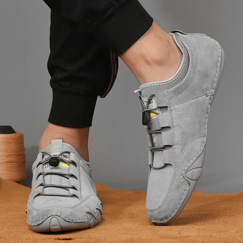 Heren Schoenen Casual Sneakers Lente Herfst Nieuwe Mode Effen Lederen Schoenen Formele Zakelijke Sport Licht Ademende Elastische Top Schoenen