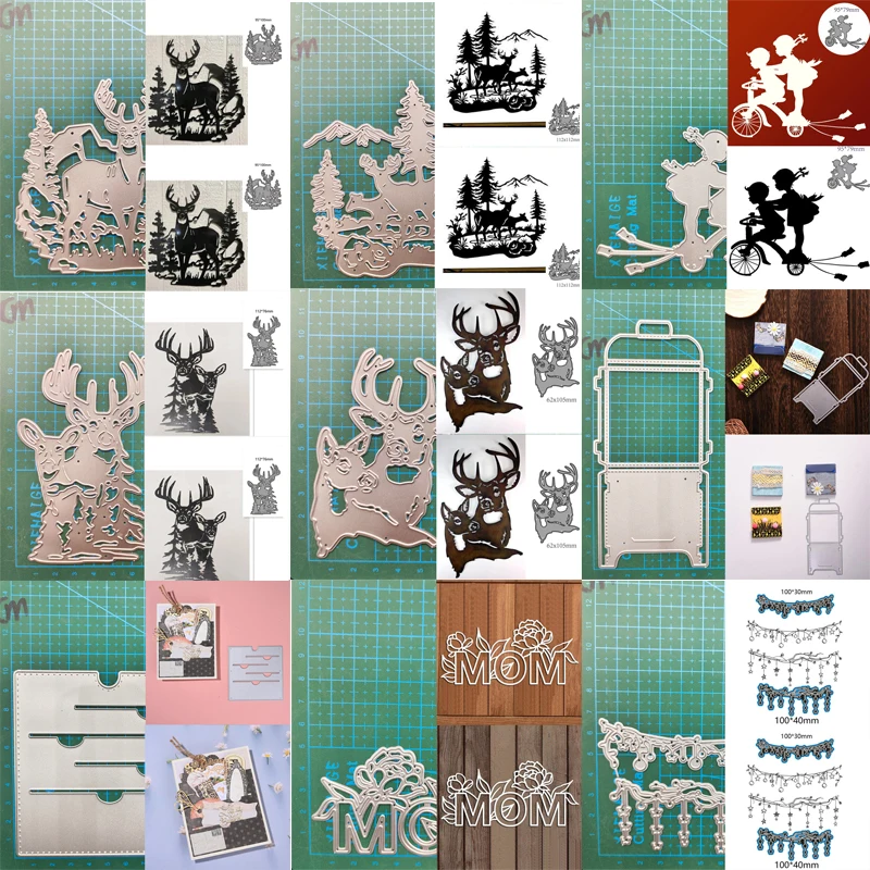 Weihnachten Tier Hirsch Jungen und Mädchen Brief Umschlag Metall schneiden stirbt Schablonen DIY Sammelalbum Prägung Handwerk Vorlage Form