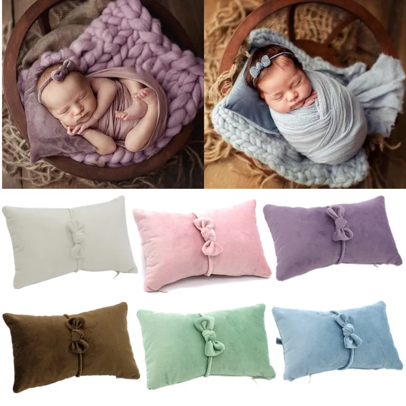 2Pcs Newborn Photography Props Mini Baby Posing Pillow Headband Kit Baby Girl Hair Band Studio Photo Shoot Fotografi Accessories