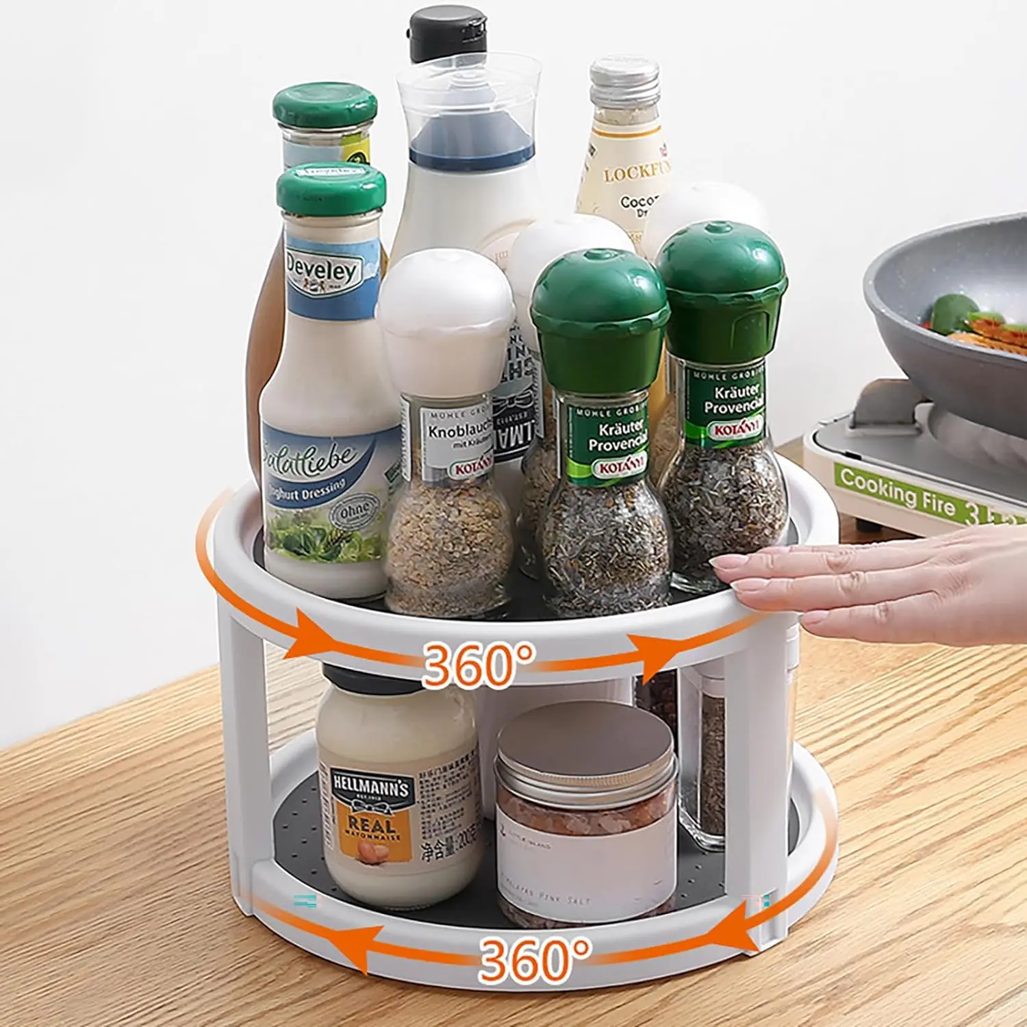 Spice Rack Storage Rack 360 Degree Rotating Turntable Storage Rack Suitable for Kitchen Cabinets and Countertops Storage Tray