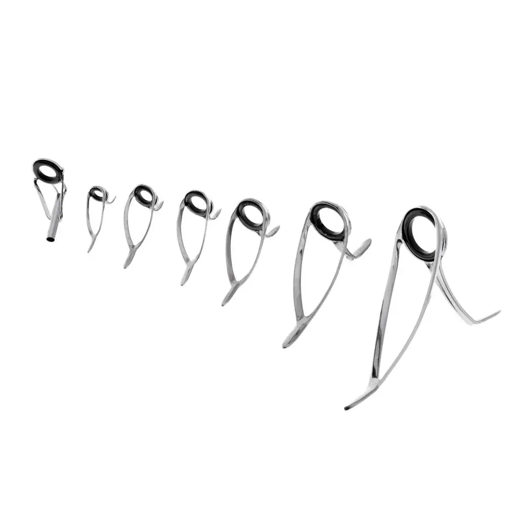 7pcs Rod Repair Kit Mixed Size Fishing Rod Guides Rod Tip Top Eye s, 5 6 8 10 12 16 20#