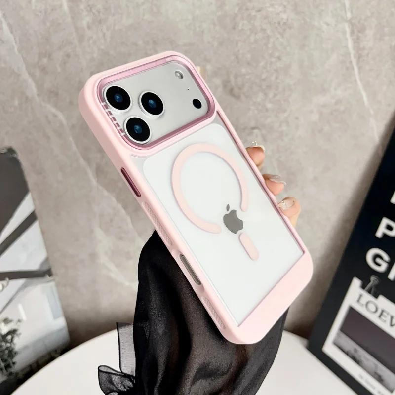 

ApplicableiPhone17PromaxNew model of phone case with airbag for drop protection and magnetic ring for Apple17proSimple transpare