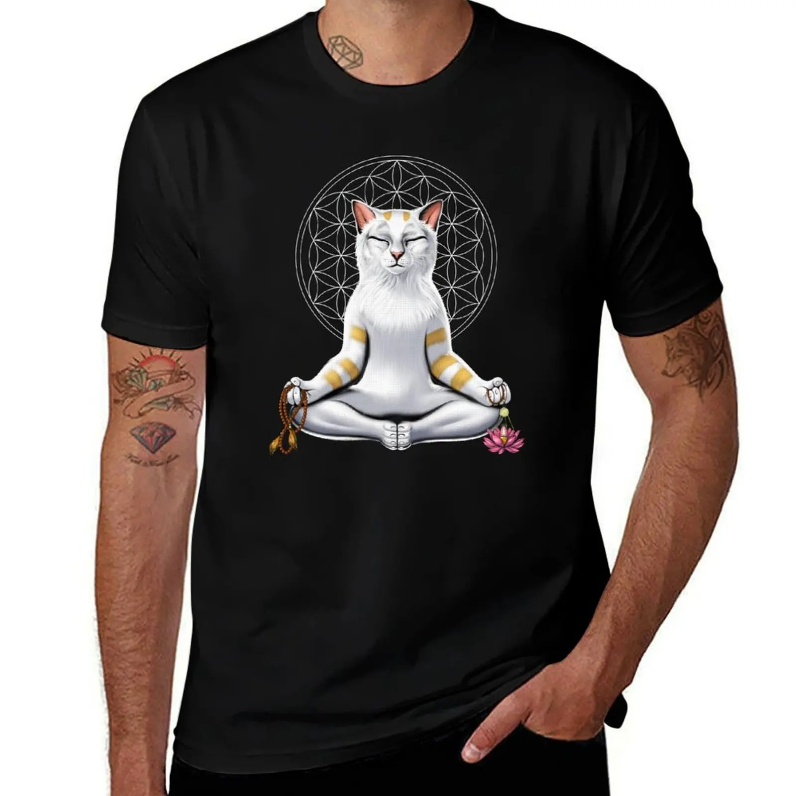 

Cat Yoga Meditation T-Shirt fashion shirts graphics plus size men clothing
