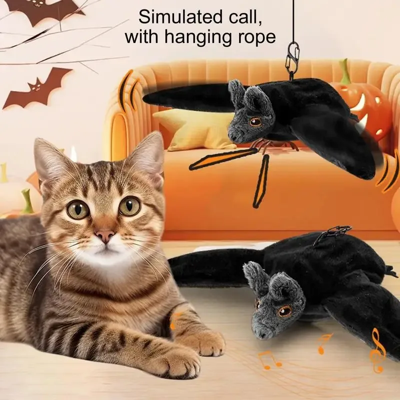 

Cat Supplies Interactive Cats Toys USB Rechargeable Chirping Flapping Bat Touch Activated Plush Toys for Cats Cat Accessories