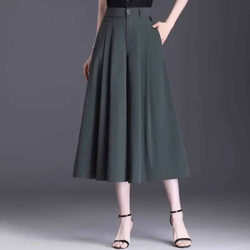 

Ice Silk Chiffon High Waist Wide Leg Pants Women Summer Fashion Solid Straight Pants Loose Thin Section Sweatpants C134