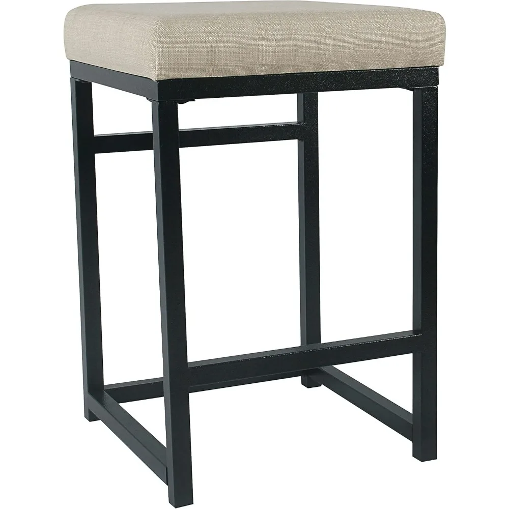 HomePop Home Decor | Modern 24-Inch Counter Stool | Backless Metal Frame Bar Stools Counter Height | Decorative Home Furniture,