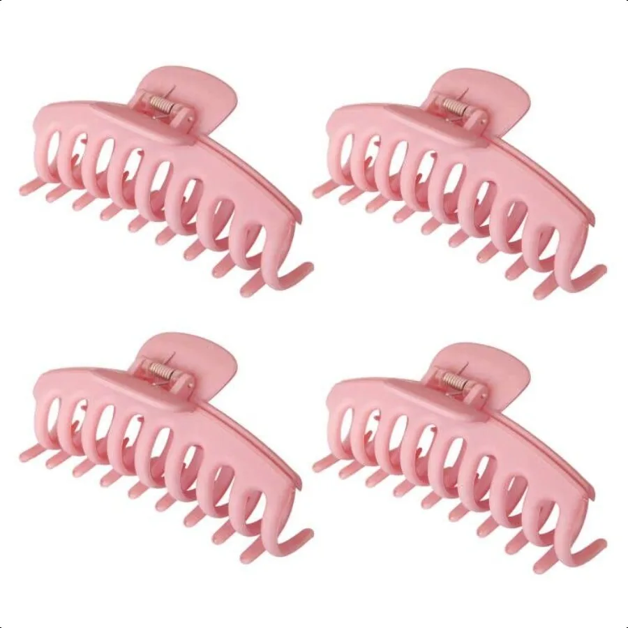 

4 Pack Big Hair Claw Clips Nonslip Large Claw Clip for Women and Girls HairStrong Hold Grips Hair Accories 4 Inch Pink