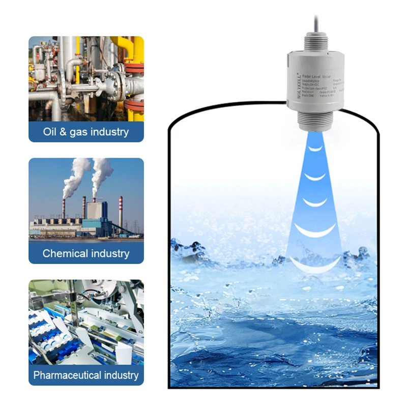 Holykell Non Contact 80g RS485 Modbus Radar Level Transmitter For Chemical Water Sewage Liquid Tank