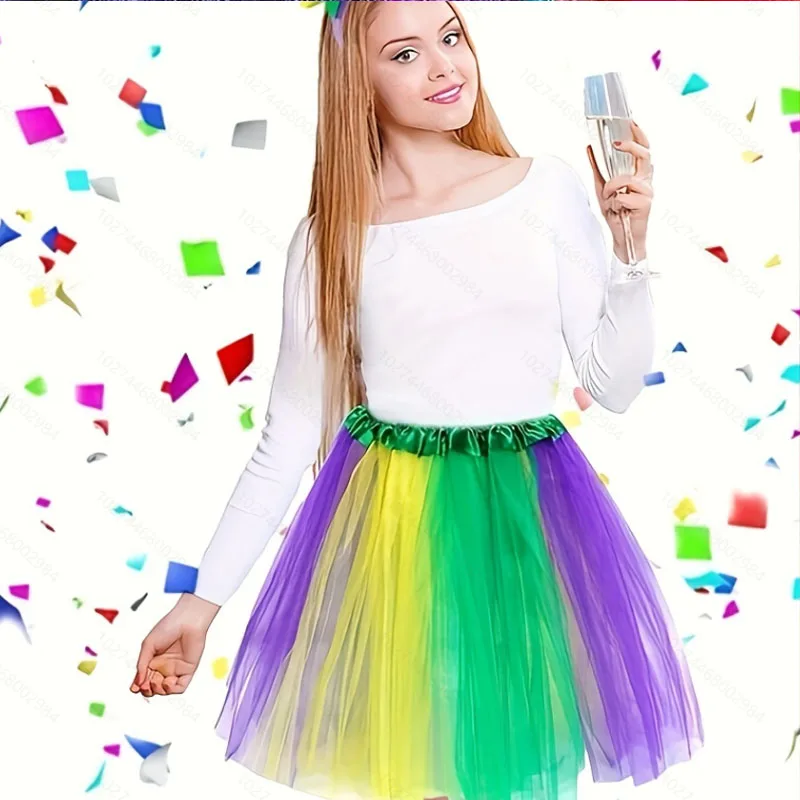 Новый Орлеан желтая зеленая фиолетовая Яркая юбка из тюля яркая женская одежда
