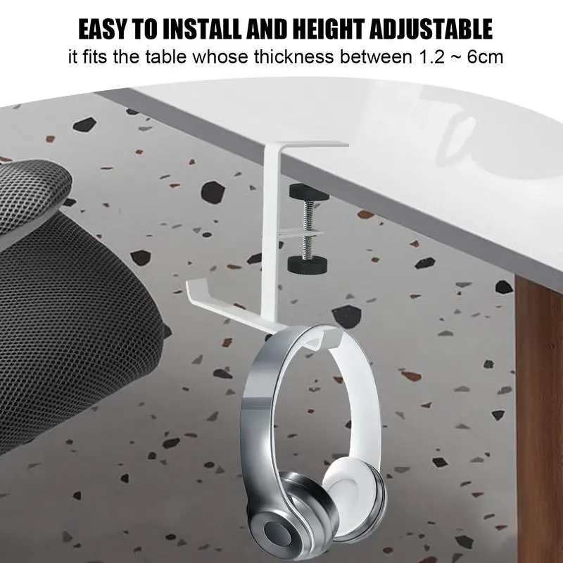 Pc Gaming Headphone Stand Aluminum Dual Headset Hanger Hook Holder Adjustable Rotate Arm Clamp Under Desk Space Save Clip Mount