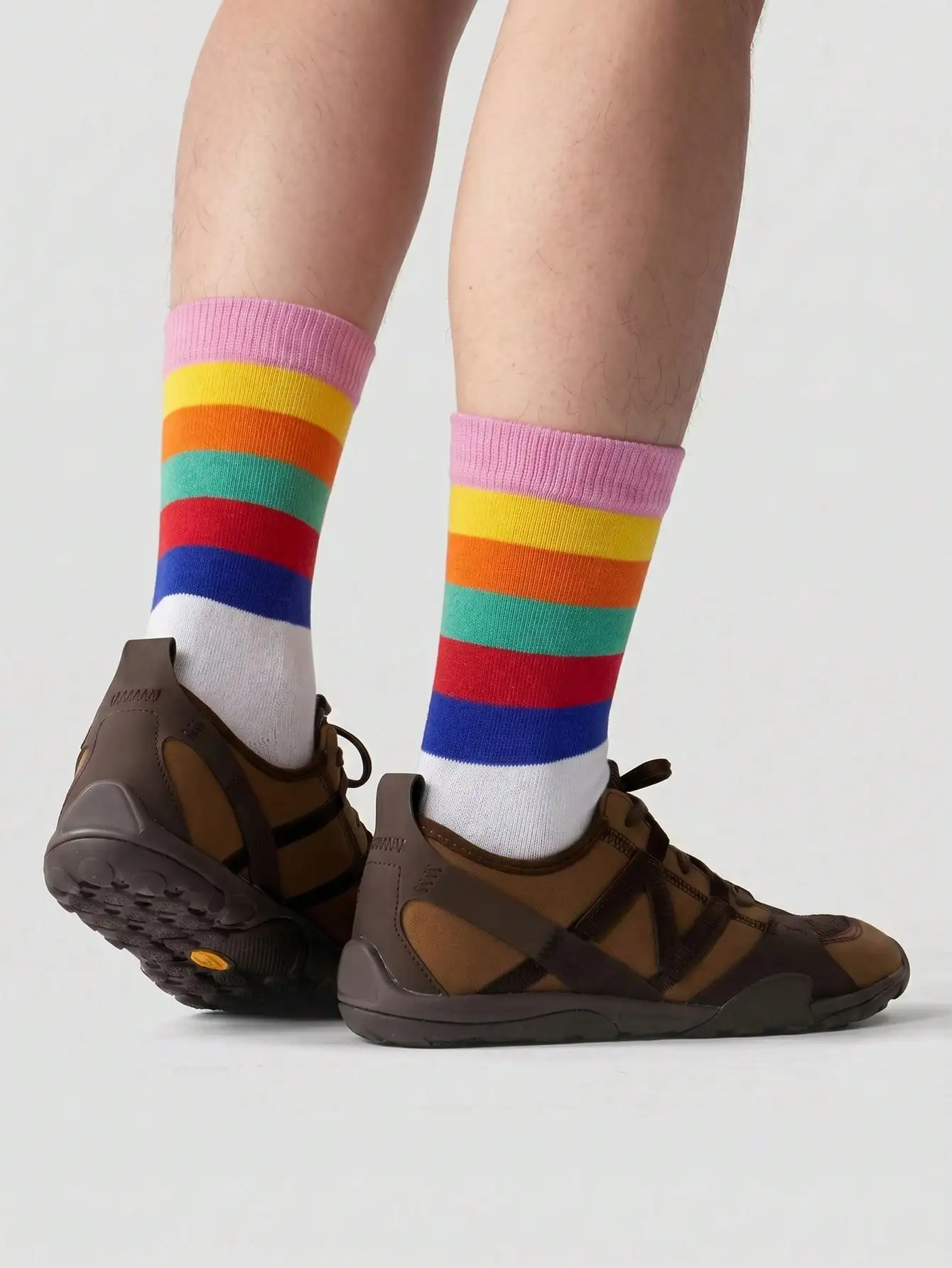 3 Pairs of Rainbow Striped Mid-Calf Socks, Comfortable and Soft Casual Sports Socks, Suitable for Daily Wear, Striped Design, Perfect for Parties, Gift-Giving, and Other Occasions