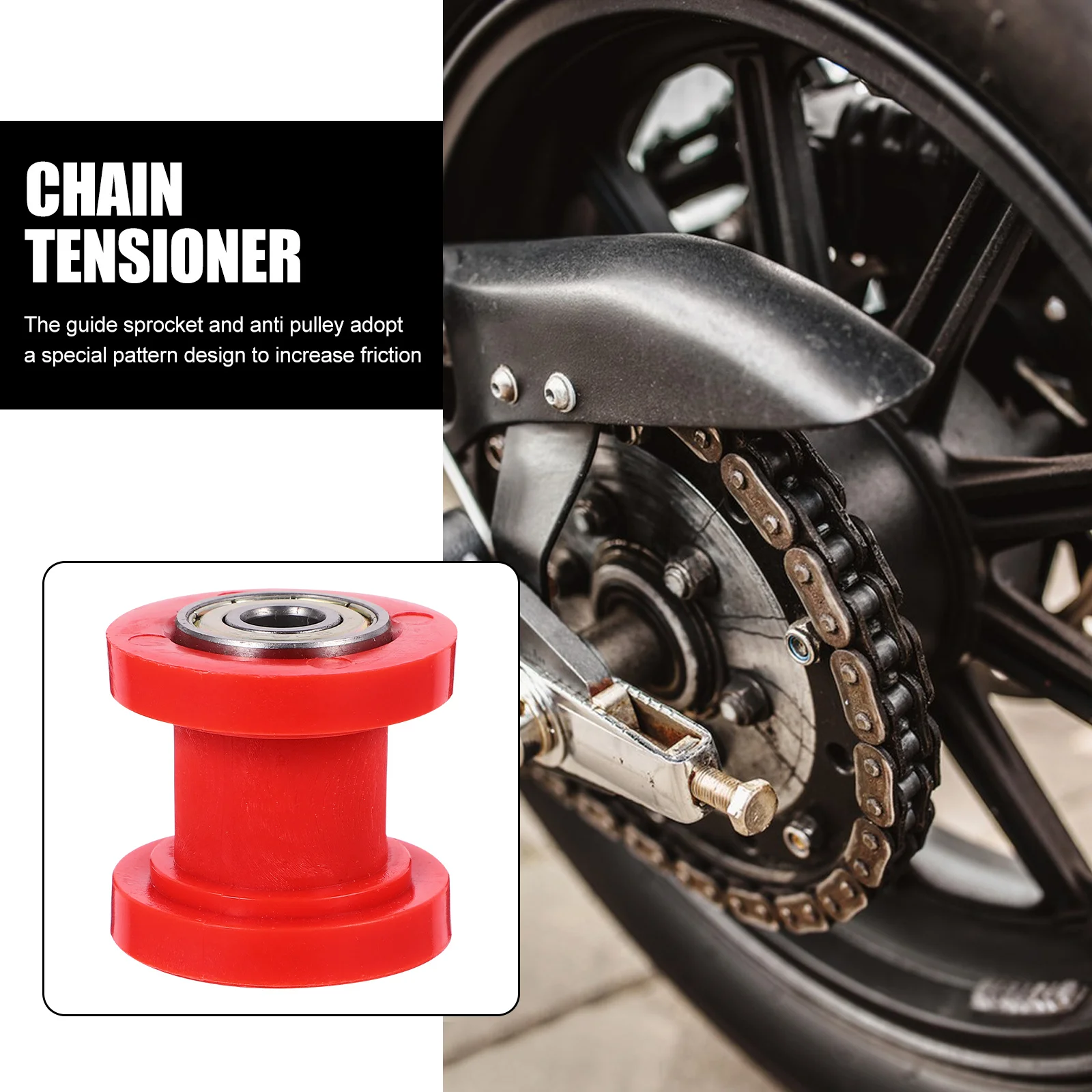 

Chain Tensioner 8Mm Motorcycle Chain Roller Guide Sprocket Anti-Slip Wheel Durable Roller For Atv Motorbike Motorcycle Parts