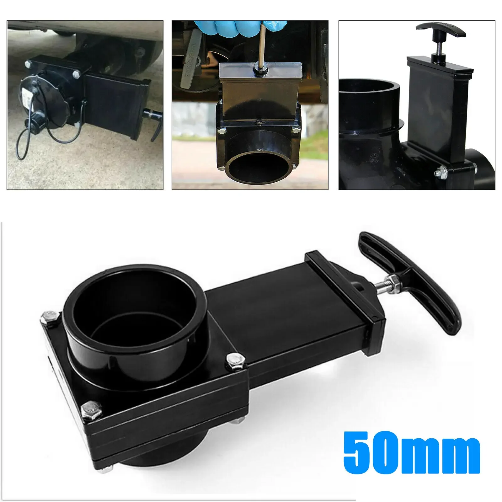 

RV Knife Water Gate Valve Durable Flow Van Sewer Hose Plastic 50mm Exterior Home Accessories Caravan Drain