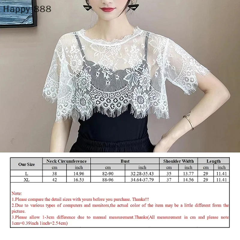 

New High-Quality Women's Detachable Fake Collar Half Shirt With Sweet Crochet Sheer Floral Lace Cover