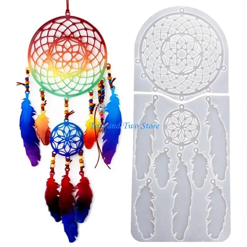 HX6F Dream Catcher Resin Mold Dream Catcher Resin Keychain Mold Resin Cast Mold is Easy to Disassemble Diy Jewelry Pendant