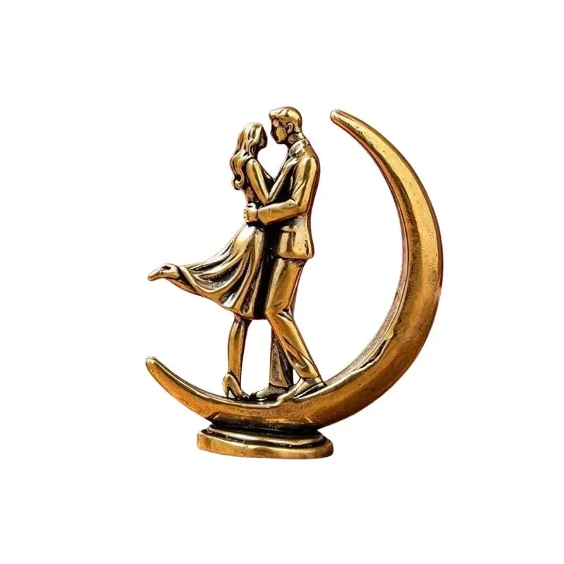 Messing-Statue eines umarmenden Paares, moderne Kunstfigur, handgefertigtes, poliertes Liebesornament für Schlafzimmer, Wohnzimmer, Heimdekoration – Detail 6