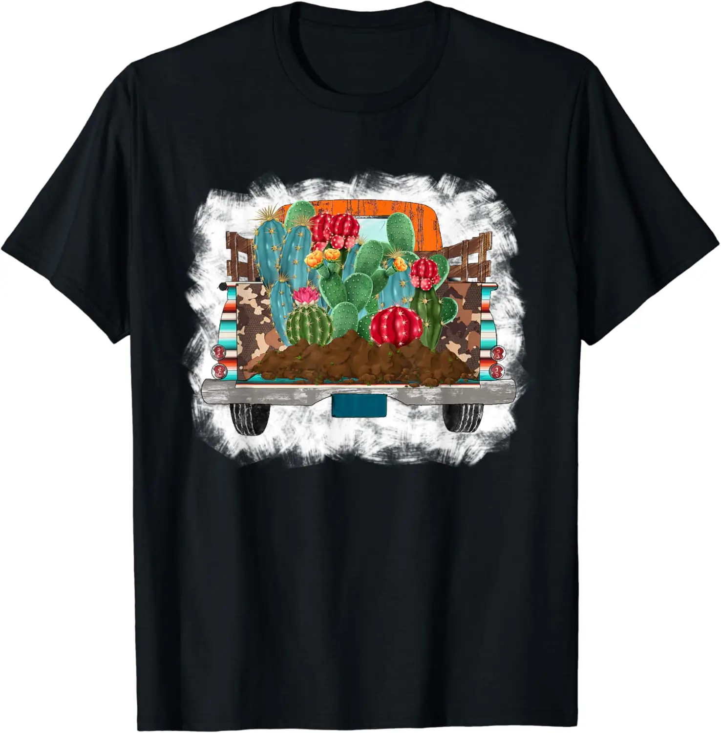 

Funny Western Cactus Truck Serape Cactus Truck Turquoise T-Shirt New Fashion Top Tees