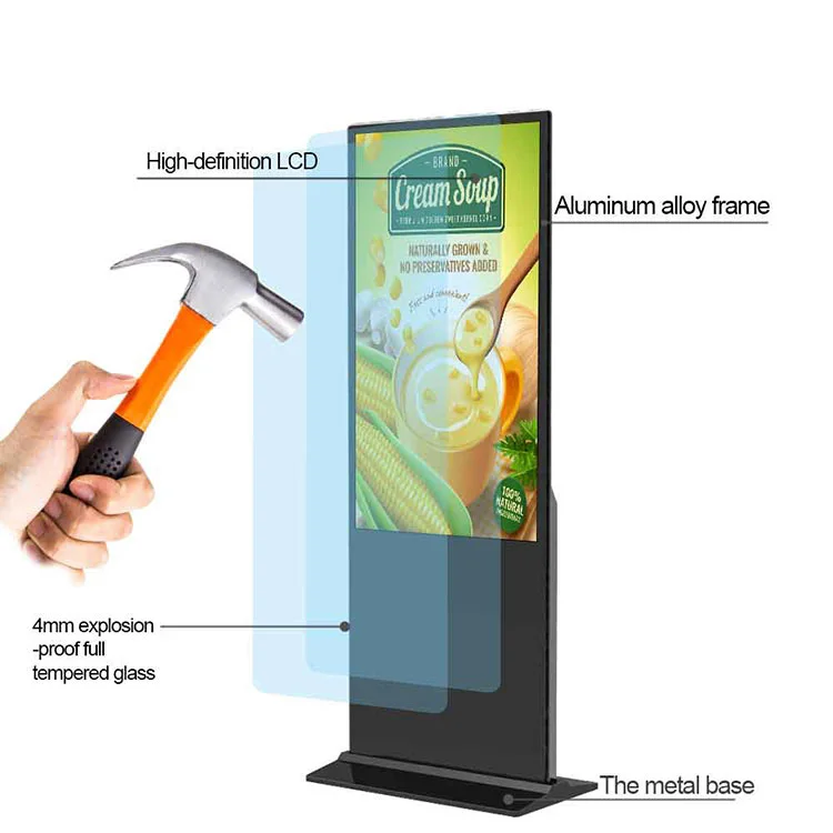 VETO 43 55 65 75 Inch Indoor Android Lcd Advertising Player 4k Floor Standing Touch Screen Digital Signage For Shopping Mall