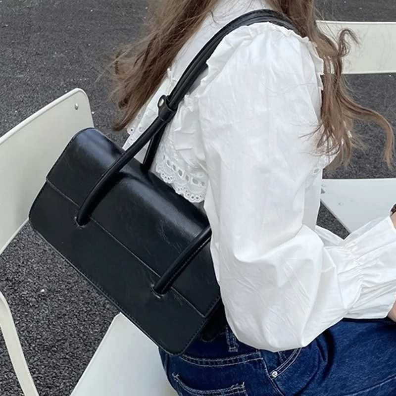 New Korean Style Summer Simplicity Women Flap Baguette Bag Lady Smooth Versatile Green Shoulder Bags Female Niche Design Handbag - view 3