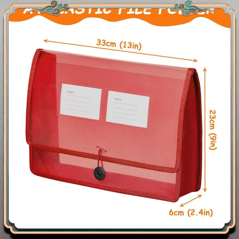 Durable 5Pack A4 Plastic File Wallet Envelope Expanding File Folder& Label Pocket Clear Colored Waterproof For Office Home