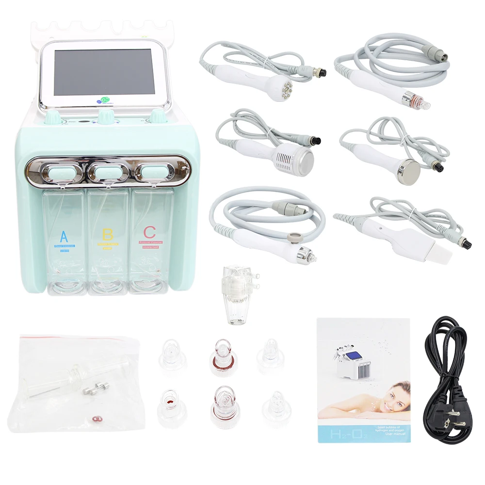 AOKO 6 in 1 Hydro Dermabrasion Machine Water Oxygen Lifting Face Cleansing Aqua Peeling Jet Blackhead Removal Skin Care Tighten