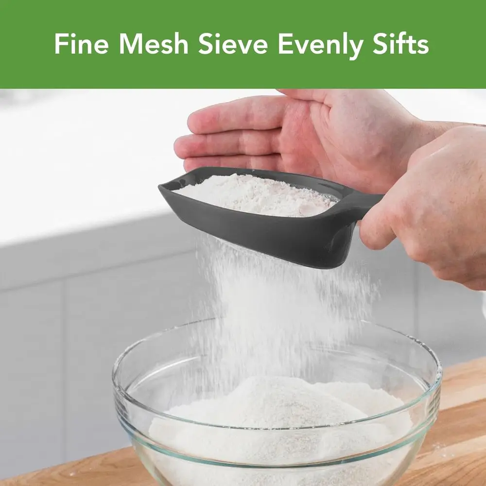 Mesh Sieve for Flour Dusting - Easy Scoop & Sit, Dishwasher Safe, Ideal for Powdered Sugar and Coating view 3